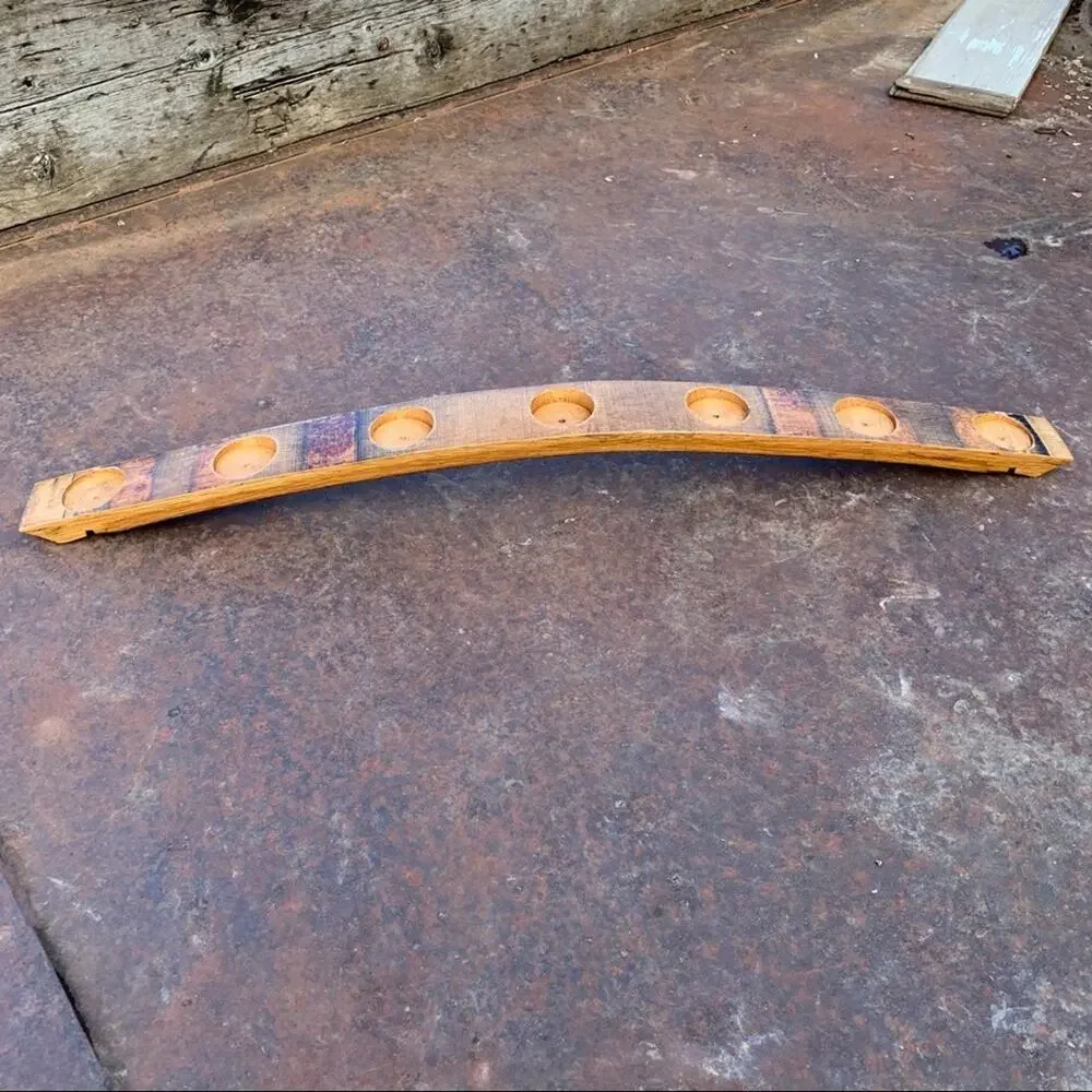 Wine barrel stave candle holder vintage